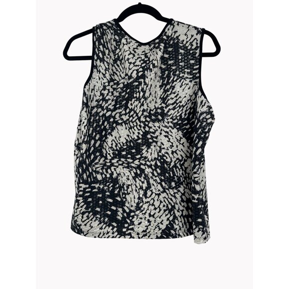 TanJay Petite Size L 2 Pc Set Black White Abstract Textured Tank Jacket - Picture 4 of 8